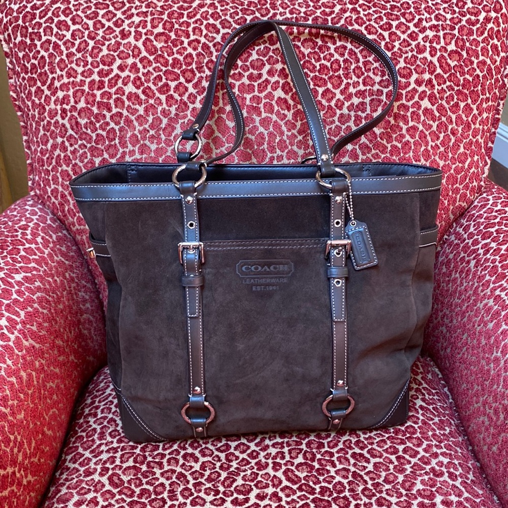 Coach Dark Chocolate Brown Suede Tote Bag